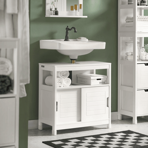 Móvel de casa de banho 1 prateleira 2 portas FRG128-W SoBuy