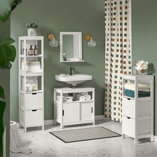 Móvel de casa de banho 1 prateleira 2 portas FRG128-W SoBuy