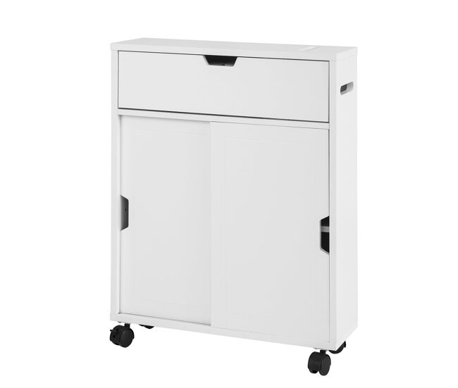 Armario auxiliar baño blanco con 2 puertas y 1 cajón 52 x 17 x 67cm bzr31-w sobuy
