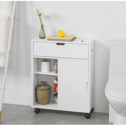 Armário utilitário de casa de banho com 2 portas e 1 gaveta BZR31-W SoBuy