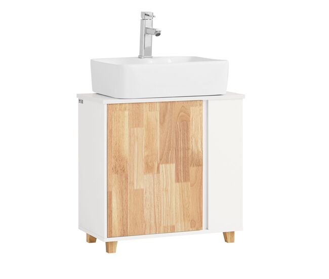 Mueble para debajo del lavabo armario de baño de suelo con 2 estantes y 1 puerta 60 x 30 x 60 cm bzr75-w sobuy