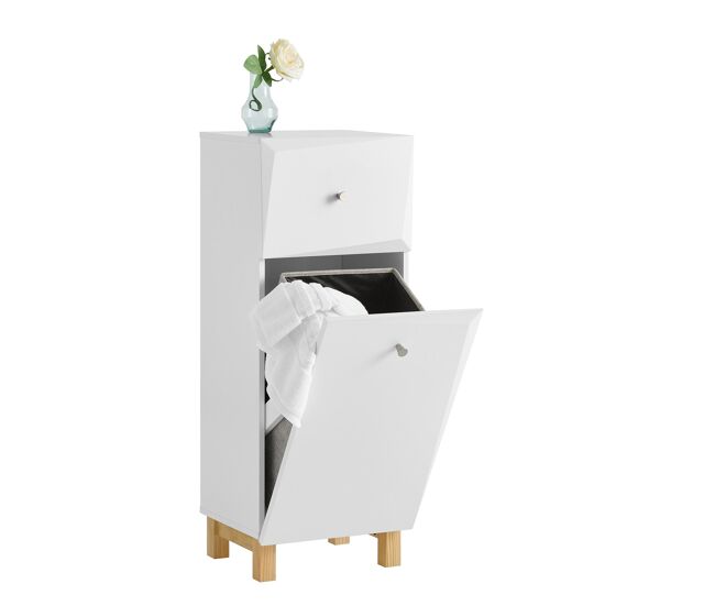 Mueble para ropa sucia amario para baño con 1 cesto y 1 cajón blanco 34 x 30 x 90 cm bzr93-w sobuy