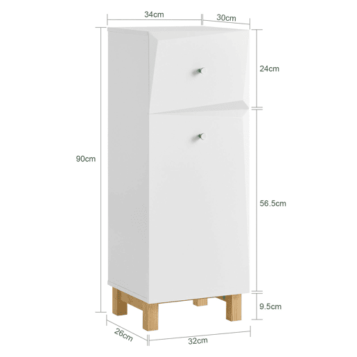 Armário para roupa suja com 1 cesto e 1 gaveta BZR93-W SoBuy
