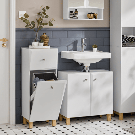 Armário para roupa suja com 1 cesto e 1 gaveta BZR93-W SoBuy