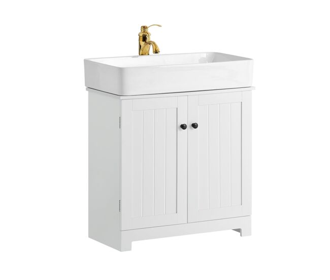 Mueble para debajo del lavabo con pie,armario de baño con 2 estantes,60 x 30 x 60cm blanco bzr18-w sobuy