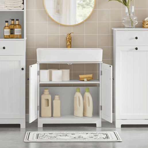 SoBuy BZR18-W Móvel de lavatório com 2 prateleiras