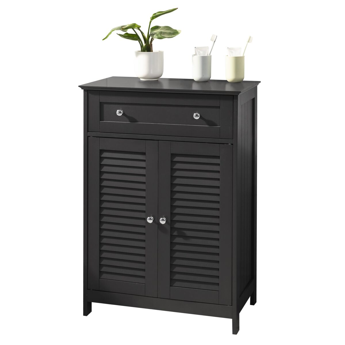 Mueble auxiliar para baño, armario de almacenaje organizador para baño con 1 cajones y 2 puerta gris frg238-dg sobuy