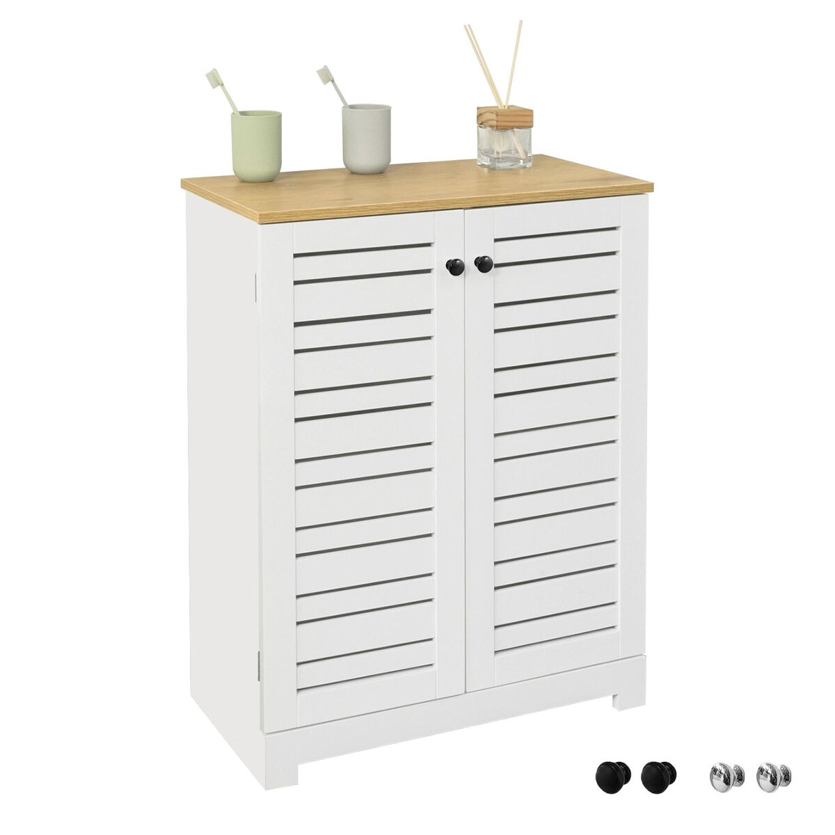 Armario con pie mueble auxiliar para baño armario de baño con 2 estantes y 2 puertas blanco medidas: 60x30x82cm bzr41-w sobuy