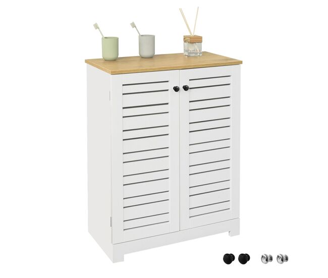 Armario con pie mueble auxiliar para baño armario de baño con 2 estantes y 2 puertas blanco medidas: 60x30x82cm bzr41-w sobuy