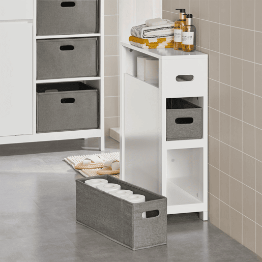 SoBuy Armário de casa de banho com 2 cestos 1 prateleira BZR83-W