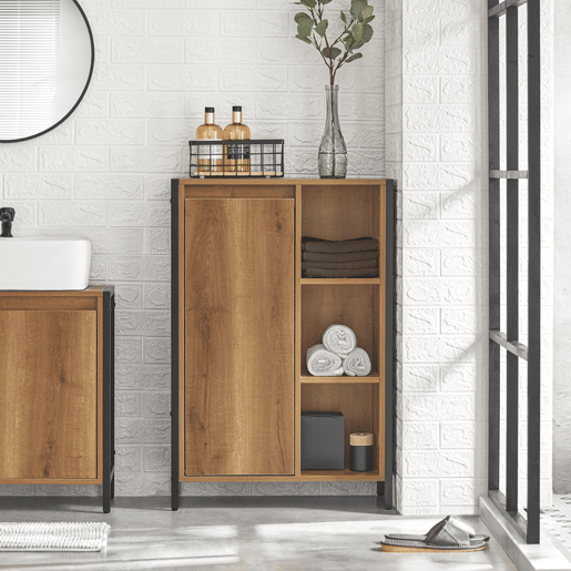 Cesto de roupa suja com 1 cesto e 3 prateleiras BZR65-PF SoBuy