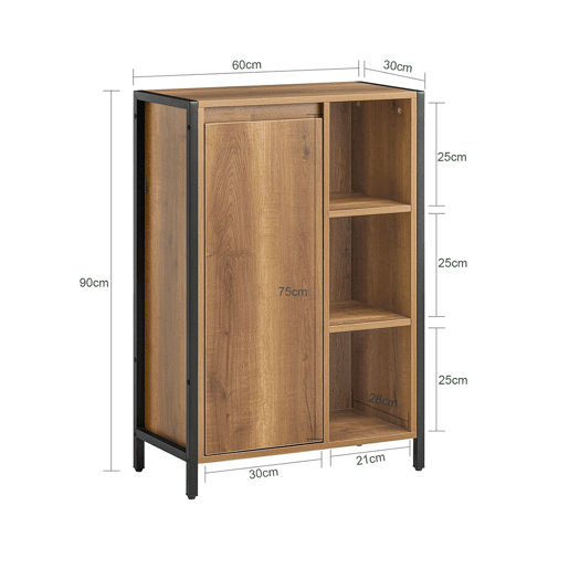 Cesto de roupa suja com 1 cesto e 3 prateleiras BZR65-PF SoBuy