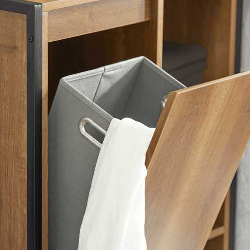 Cesto de roupa suja com 1 cesto e 3 prateleiras BZR65-PF SoBuy