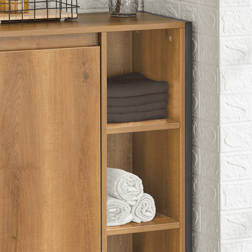 Cesto de roupa suja com 1 cesto e 3 prateleiras BZR65-PF SoBuy