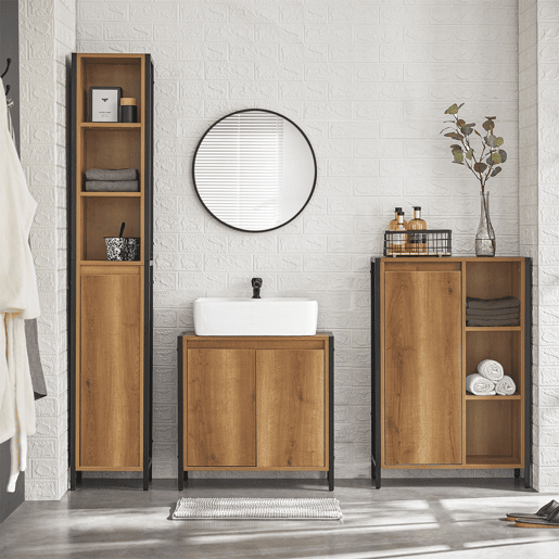 Cesto de roupa suja com 1 cesto e 3 prateleiras BZR65-PF SoBuy