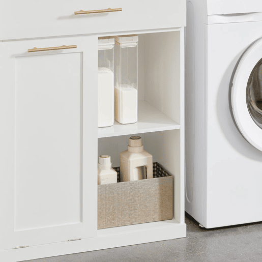 Armário de casa de banho com 1 cesto para roupa suja e 1 gaveta BZR66-W SoBuy
