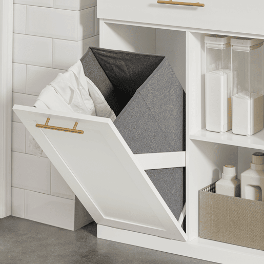 Armário de casa de banho com 1 cesto para roupa suja e 1 gaveta BZR66-W SoBuy