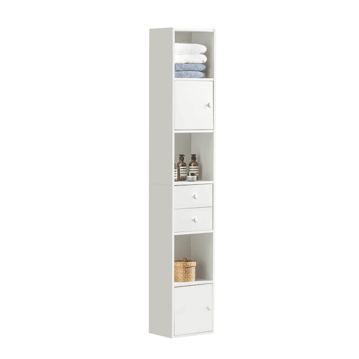 Móvel de casa de banho alto com 2 portas e 2 gavetas STR10-W SoBuy