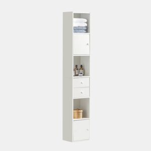 Móvel de casa de banho alto com 2 portas e 2 gavetas STR10-W SoBuy