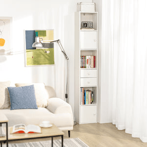 Móvel de casa de banho alto com 2 portas e 2 gavetas STR10-W SoBuy