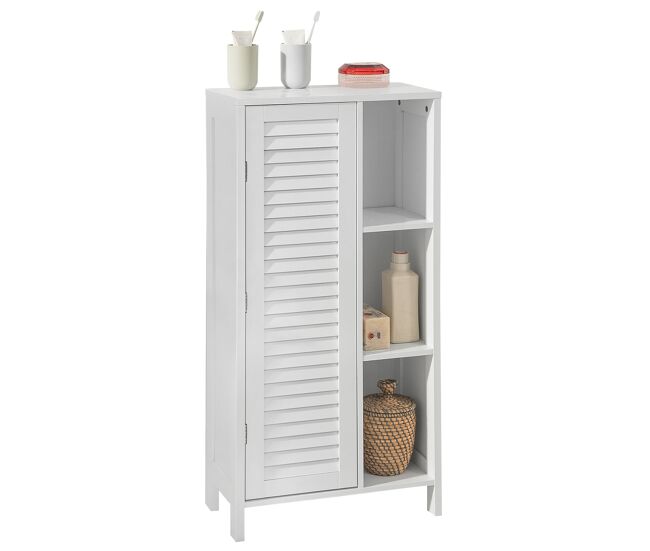 Armario con pie mueble auxiliar para baño armario de baño con 1 puerta y 3 estantes blanco 48x24x96 cm bzr39-w sobuy