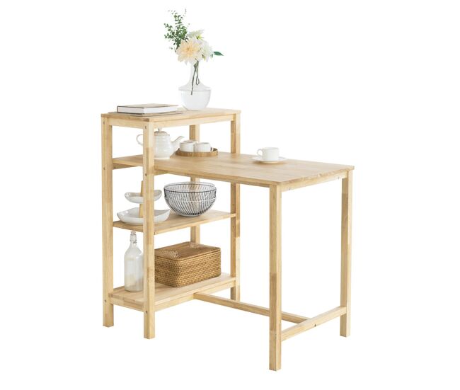 Sobuy mesa de comedor plegable de madera de caucho con estantes mesa de oficina mesa para cocina fwt70-n
