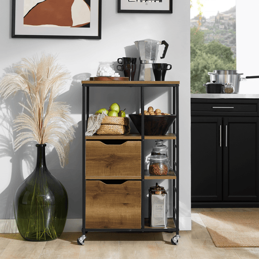 Carrinho de cozinha com 3 gavetas e 3 prateleiras FKW111-PF SoBuy