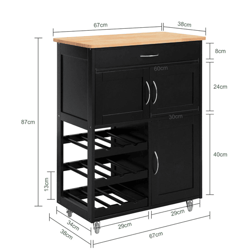 Carrinho de cozinha com 3 portas e 1 gaveta FKW45-SCH SoBuy