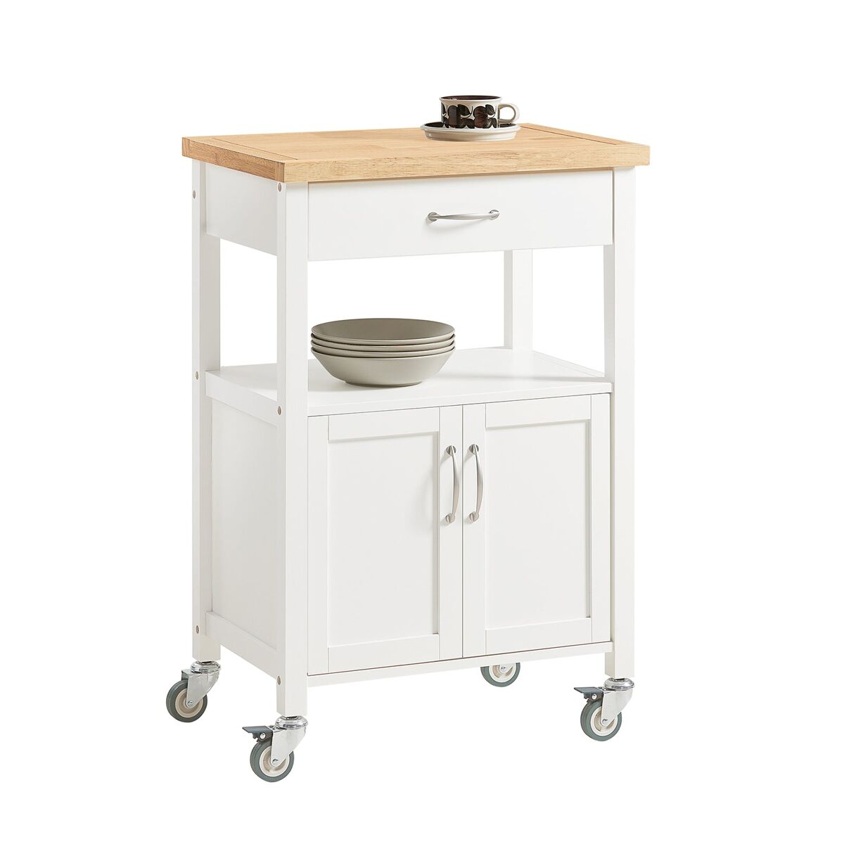 Carrito de servir, estantería de cocina, carrito de cocina móvil, blanco fkw22-wn sobuy