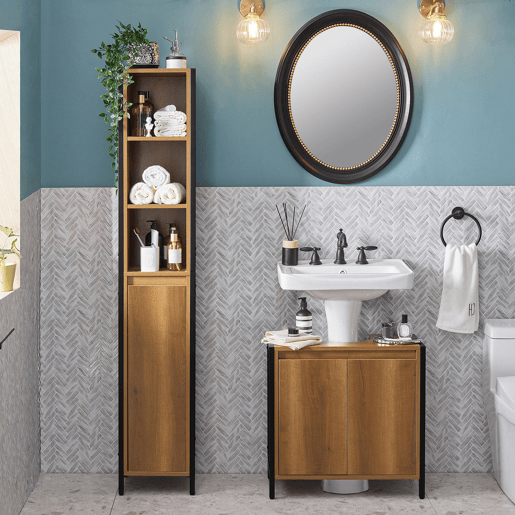 Móvel alto de casa de banho com 3 compartimentos BZR62-PF SoBuy
