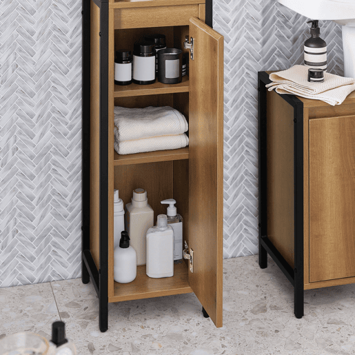 Móvel alto de casa de banho com 3 compartimentos BZR62-PF SoBuy
