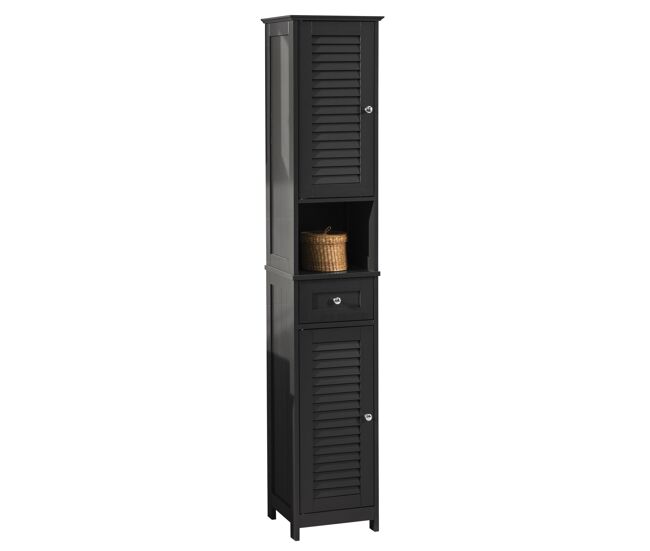 Mueble columna de baño, armario baño alto estanterías de baño-2 puertas y 1 cajón 32 x 30 x 170 cm gris frg236-dg sobuy