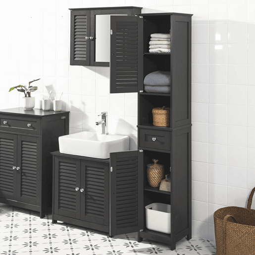 Móvel de casa de banho com 2 portas e 1 gaveta FRG236-DG SoBuy