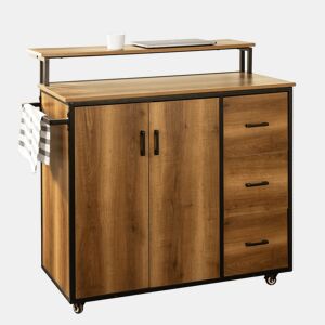 Ilha de cozinha com 2 portas 1 prateleira extra KNL02-PF SoBuy