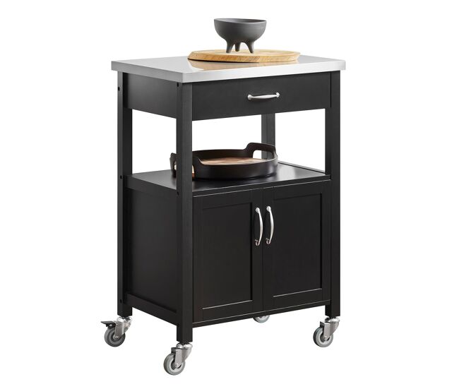 Carrito de servir, estantería de cocina, carrito de cocina móvil, negro fkw22-sch sobuy
