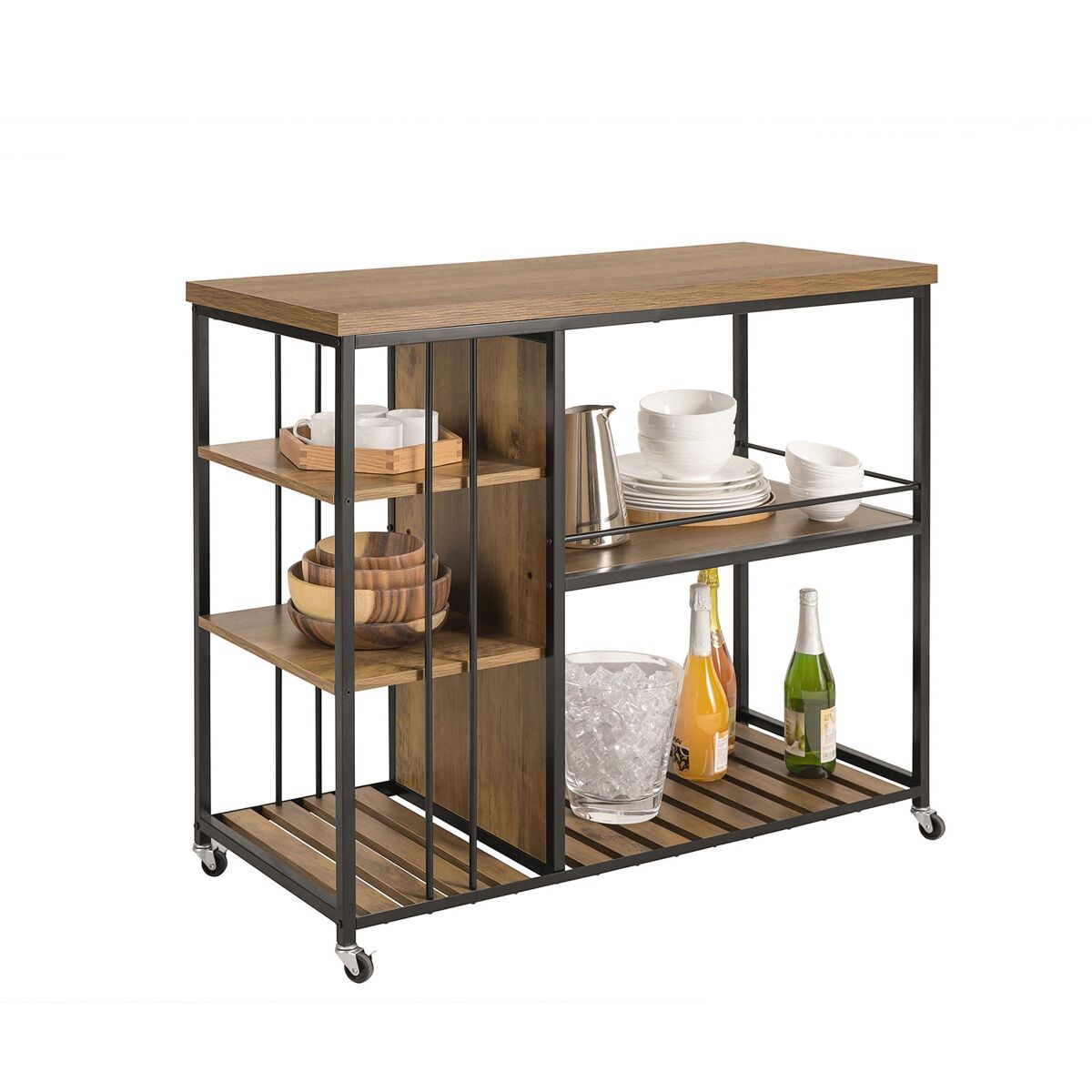 Carrito de servicio camarera con ruedas multiusos con 5 estantes 110 x 45 x 92 cm svw18-f sobuy