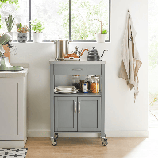 Carrinho de cozinha com tampo de mesa em aço inoxidável FKW22-HG SoBuy