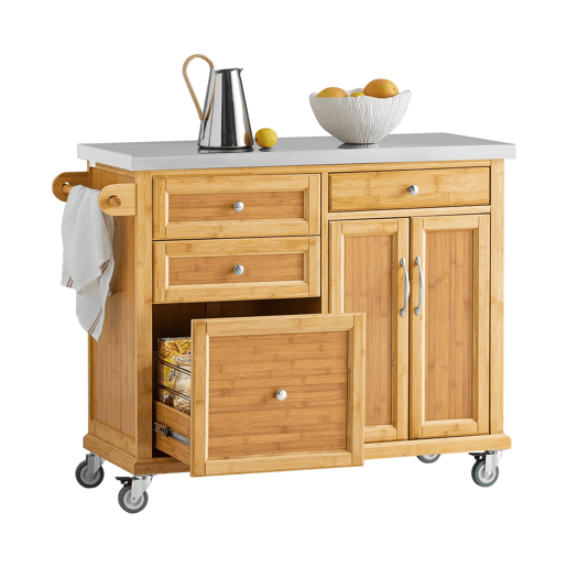 Ilha de cozinha com chão de aço FKW70-N SoBuy