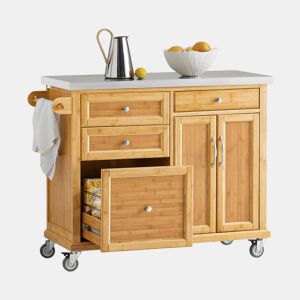Ilha de cozinha com chão de aço FKW70-N SoBuy