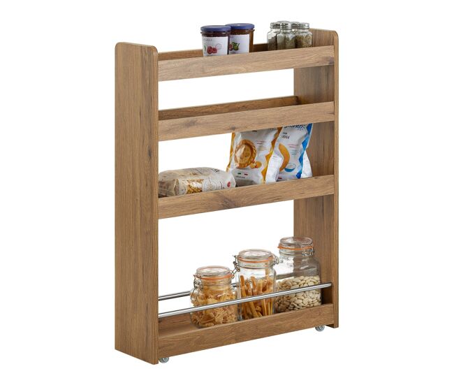 Carrito multiuso con 4 ruedas y 4 bandejas carrito estrecho para cocina y baño marrón 60 x 18,5 x 81 cm nsr01-pf sobuy
