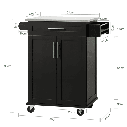 Carrinho de cozinha com porta e gaveta FKW110-SCH SoBuy