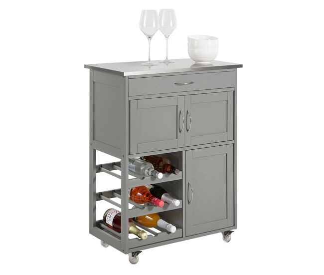 Sobuy carrito de cocina carrito de servir con 3 puertas y 1 cajón l67cmxh87cmxd38cm gris fkw45-hg
