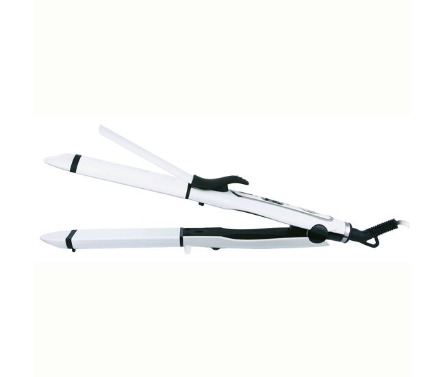 Adler ad2104 plancha y rizador de pelo 2 en 1 revestimiento cerámico, calentamiento rápido, cable giratorio, 50, blanco