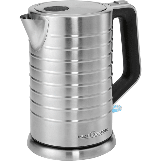 Proficook WKS1119 Jarro Eléctrica 1,7 L, Chaleira Eléctrica, Aço Inoxidável sem BPA, Sem Fios, Elemento de Aquecimento Oculto, 2200, Prata