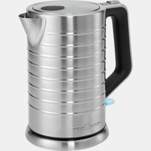 Proficook WKS1119 Jarro Eléctrica 1,7 L, Chaleira Eléctrica, Aço Inoxidável sem BPA, Sem Fios, Elemento de Aquecimento Oculto, 2200, Prata