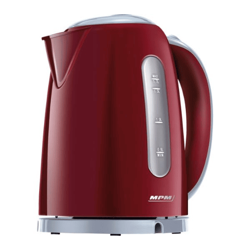 MPM MCZ-85B2 Jarro Elétrico 1.7L, Chaleira Eléctrica, Sem fios, Desligamento Automático, Resistência Oculta, Base 360, 2200, Vermelho