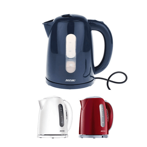 MPM MCZ-85B2 Jarro Elétrico 1.7L, Chaleira Eléctrica, Sem fios, Desligamento Automático, Resistência Oculta, Base 360, 2200, Vermelho