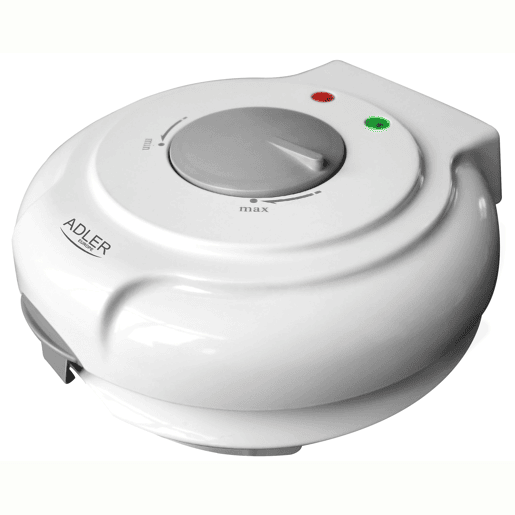 Adler AD3038 Máquina de Wafers Eléctrica Diâmetro 18 cm, Antiaderente, Termóstato Ajustável, Cones de Gelado, 1500, Branco
