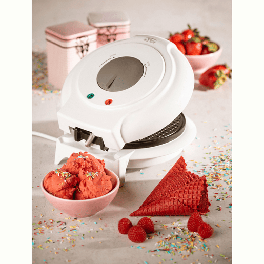 Adler AD3038 Máquina de Wafers Eléctrica Diâmetro 18 cm, Antiaderente, Termóstato Ajustável, Cones de Gelado, 1500, Branco