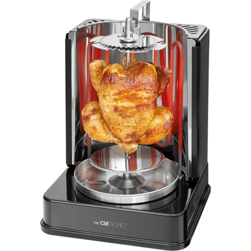 Clatronic DVG 3686 Forno Vertical Rotary Chicken Grill, Doner Kebab, Espetadas, 1400, Preto  cinza